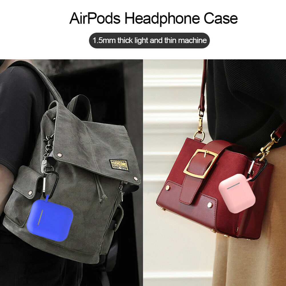 Silicone Case For Apple AirPod 1/2 & Pro Protective Cover With Clip Shockproof