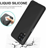For Samsung A90 5G  Black Silicone Rubber Case Tempered Glass