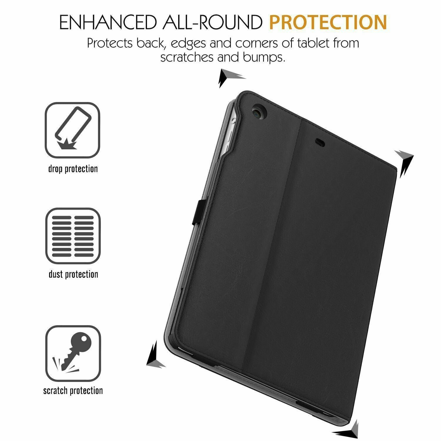 Genuine Leather BLACK TAN Smart Stand Case Cover For iPad 10.2 (10th Gen)