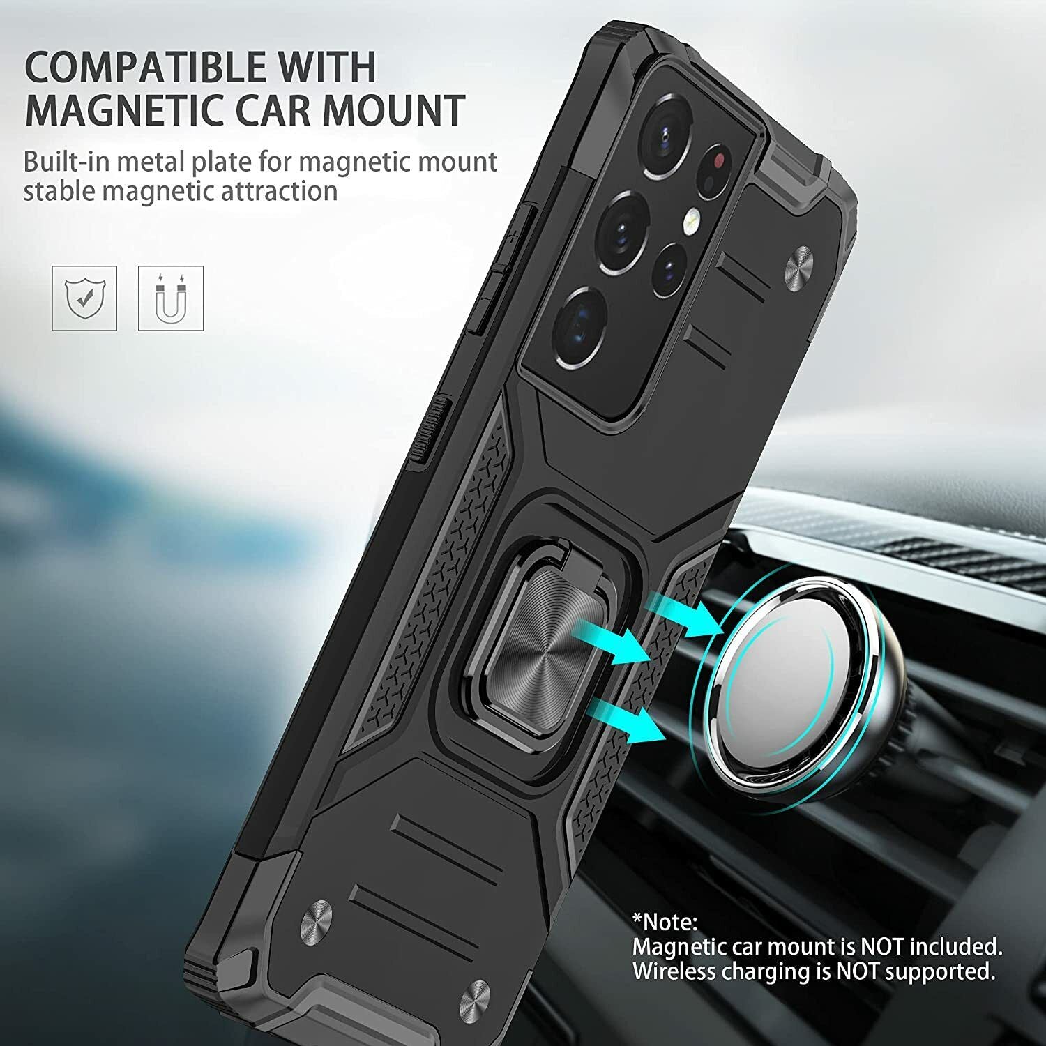 For Samsung S24 Plus Case Ring Armor Stand Phone Cover Shockproof