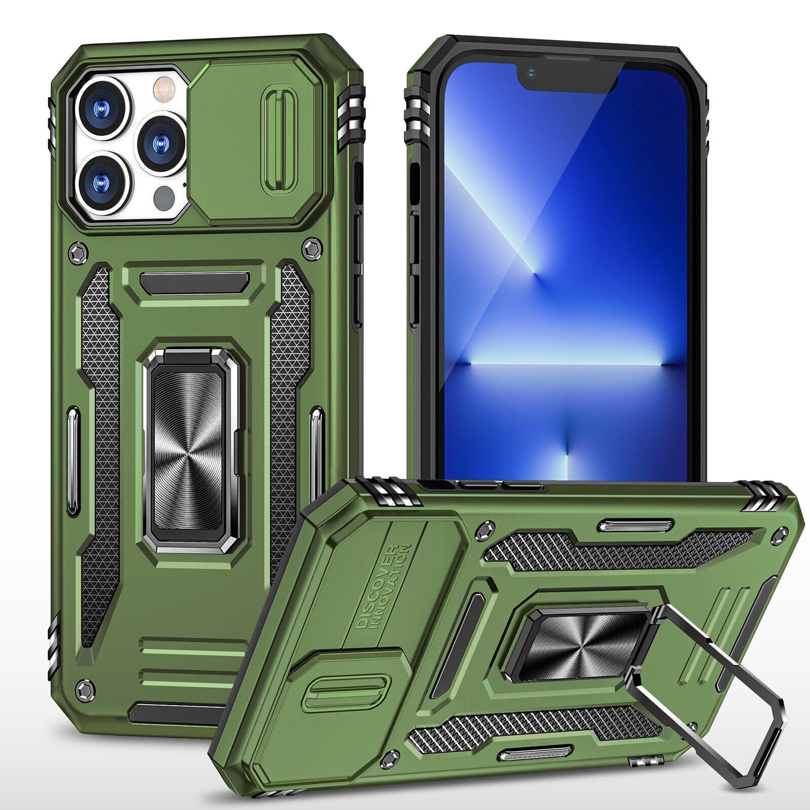 Shockproof Armor Case For iPhone 15 Plus Ring Stand Rugged Cover