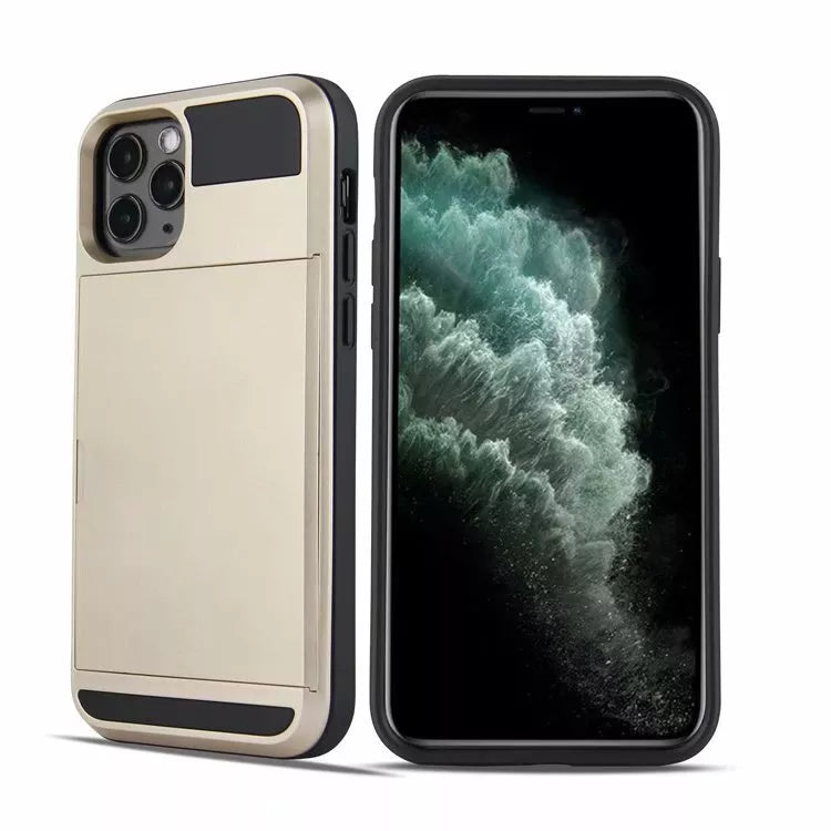 Hard Armor Case Cover Slide Card Slot Holder For iPhone 16 Plus