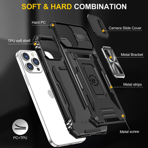 Shockproof Armor Case For iPhone 15 Ring Stand Rugged Cover