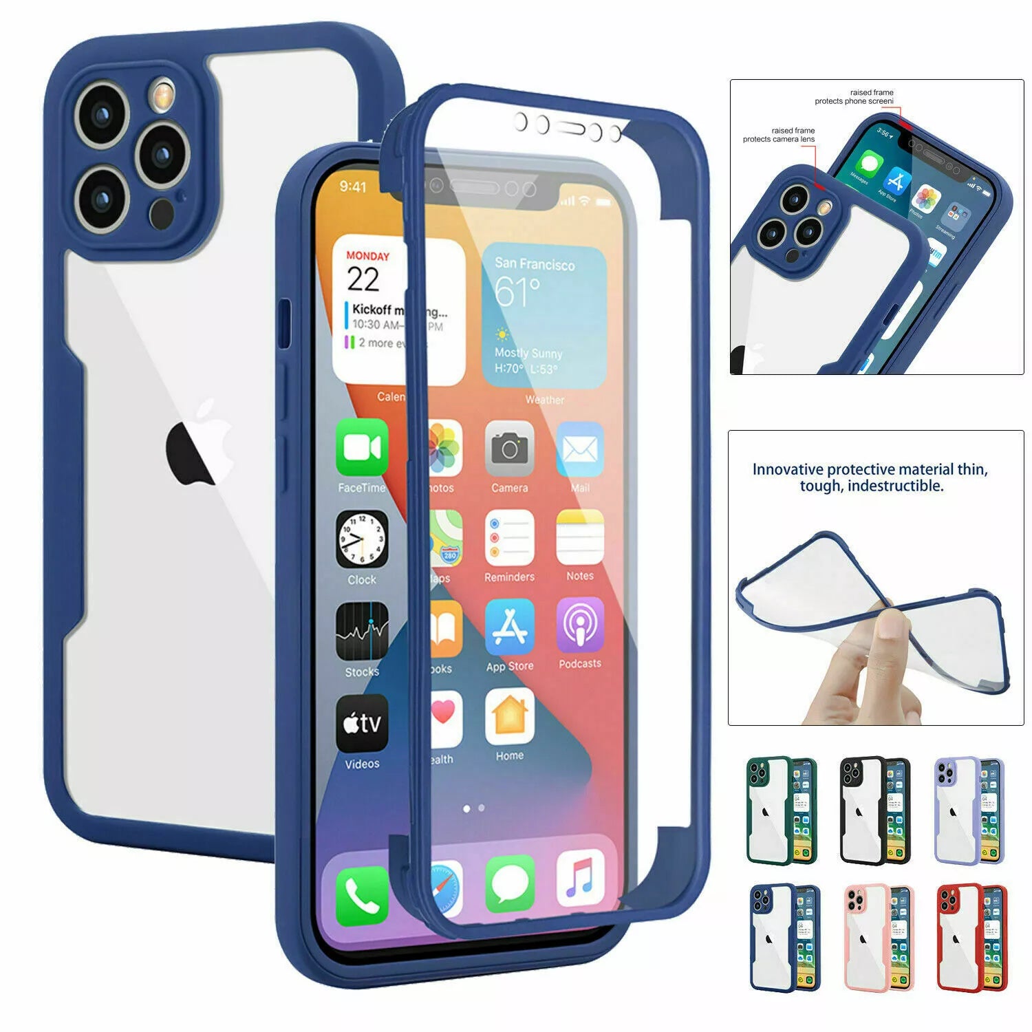 Shockproof 360 Full body Case Cover For iPhone 16