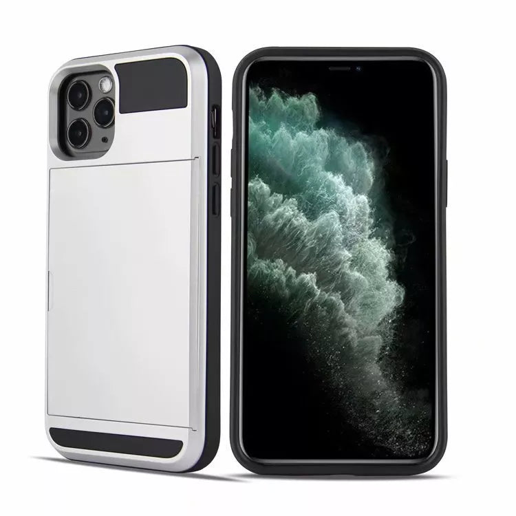 Hard Armor Case Cover Slide Card Slot Holder For iPhone 16 Pro