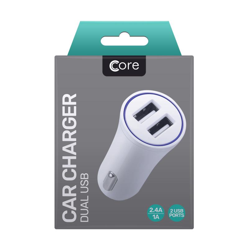 Car Charger Dual USB white