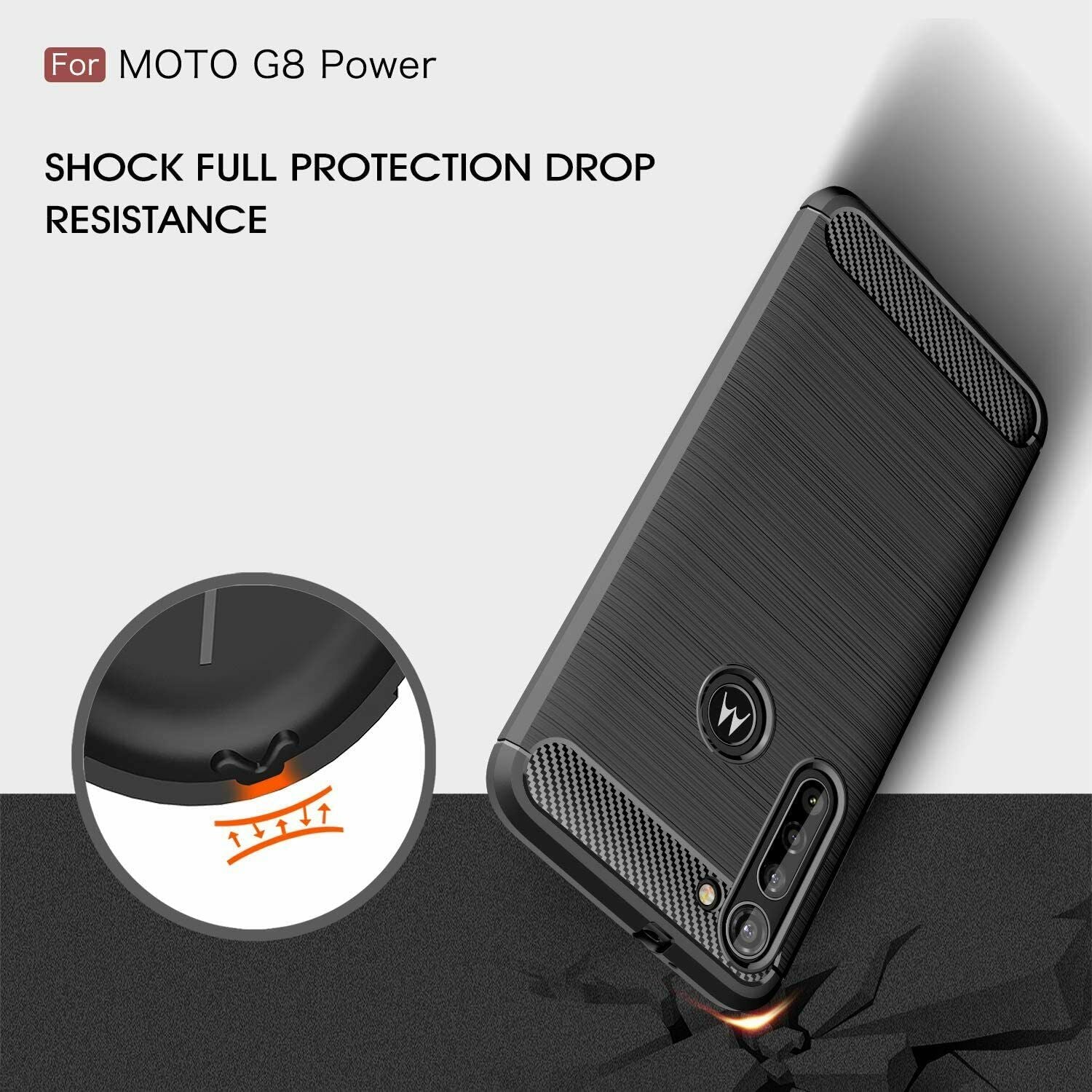 For Motorola G8 Power Lite Case Carbon Fibre Gel Cover Ultra Slim Shockproof