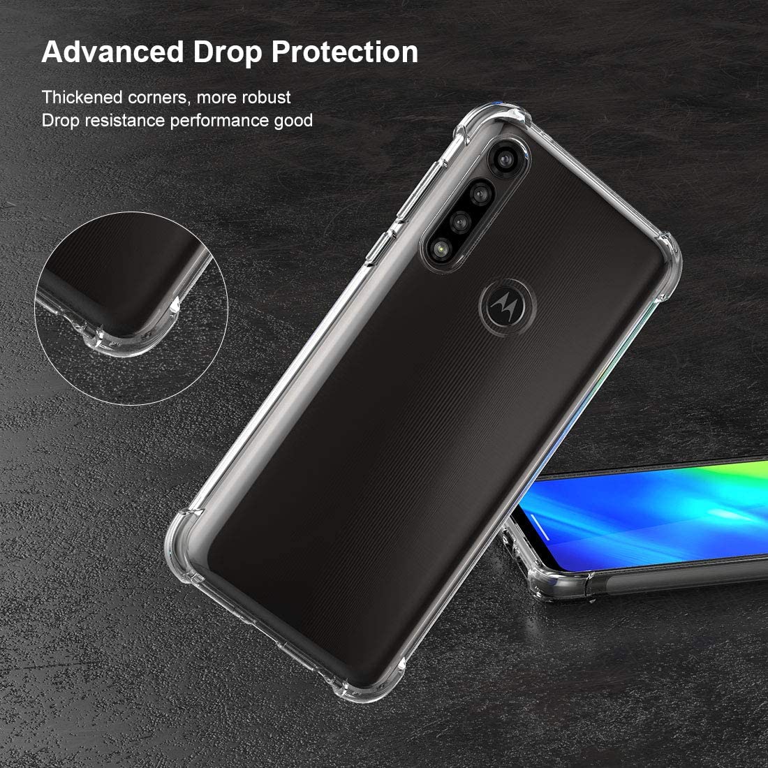 Crystal Clear Cover Bumper with Reinforced Corners Ultra Fit Anti-Scratch Shockproof TPU Case for Motorola G8 Power Lite