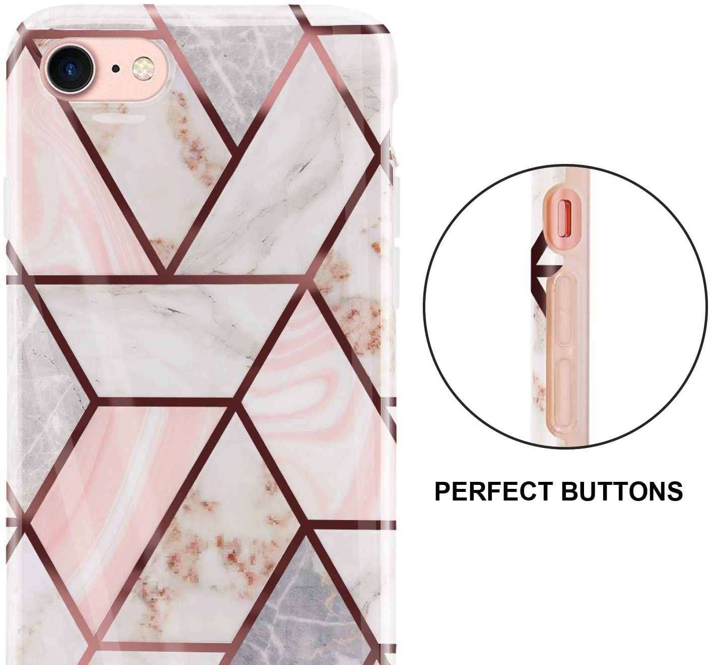 Apple iPhone SE 2022 Case Rose Gold Marble Silicone Cover
