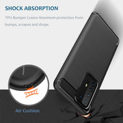 Shockproof Silicone Carbon Fibre Case Cover For Huawei P Smart 2021