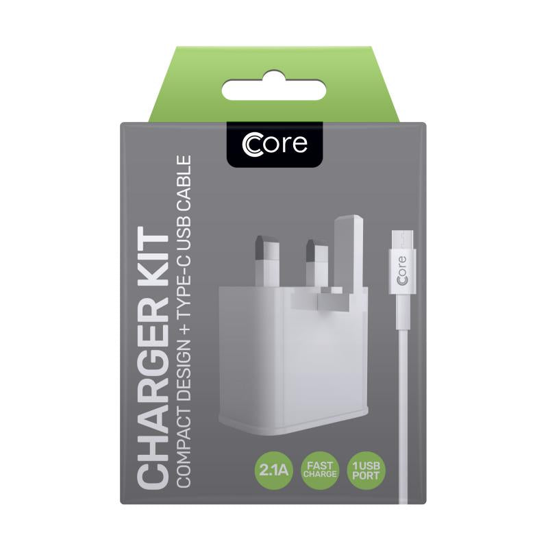 Single Compact Charger Kit Type-C White 2.1A