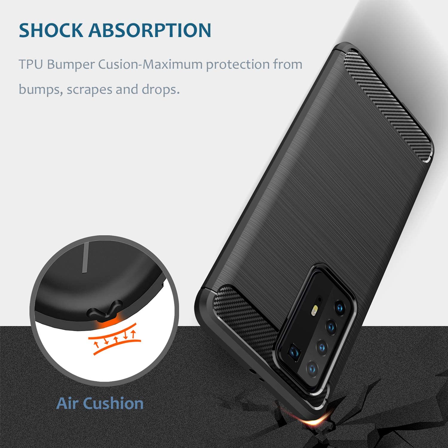 Shockproof Silicone Carbon Fibre Case Cover For Huawei Mate 20