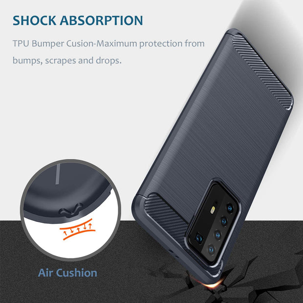 Shockproof Silicone Carbon Fibre Case Cover For Huawei P Smart 2020