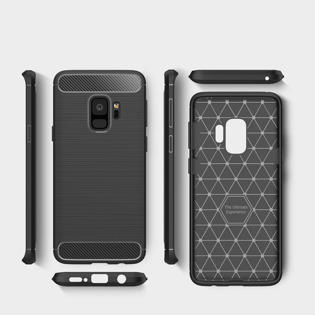 Shockproof Silicone Carbon Fiber Fibre Case Cover For Samsung S9