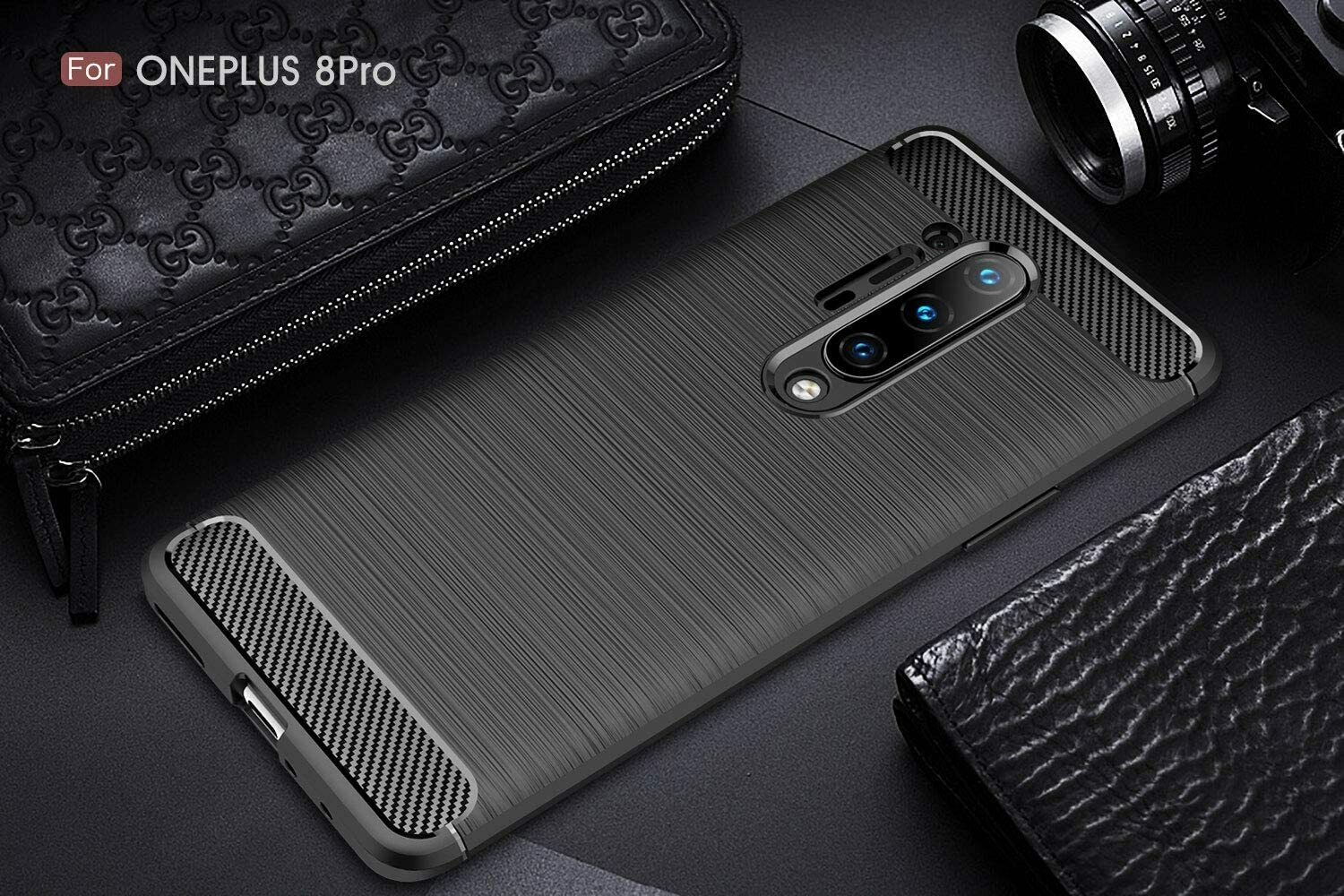 For OnePlus 8 Pro Carbon Fibre Gel Case Cover Shockproof & Stylus