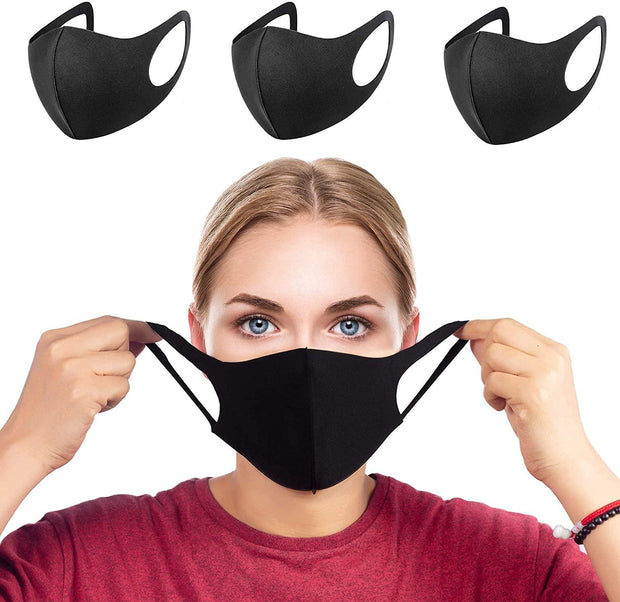 5x Black Face Masks Reusable Washable Non Surgical Mouth Protection - mobilecasesonline