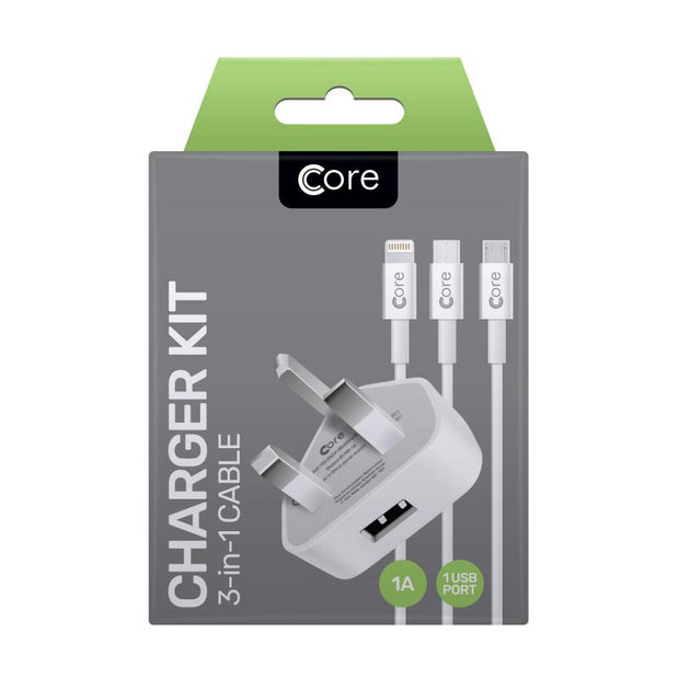 Single Charger Kit 3-in-1 White