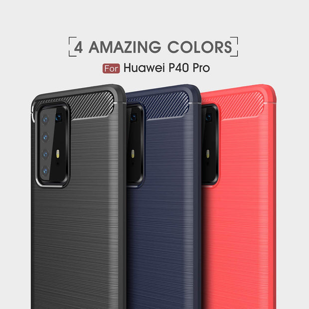 Shockproof Silicone Carbon Fibre Case Cover For Huawei P40