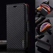 Premium Carbon Leather Case Flip Wallet Cover for iPhone 13 Pro Max
