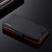 Premium Carbon Leather Case Flip Cover for iPhone 13 Pro Max