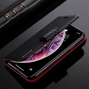 Premium Carbon Leather Case Wallet Cover for iPhone 13 Pro Max