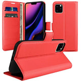 Leather Flip Wallet Red Case with Cash / Card Slots For iPhone 7