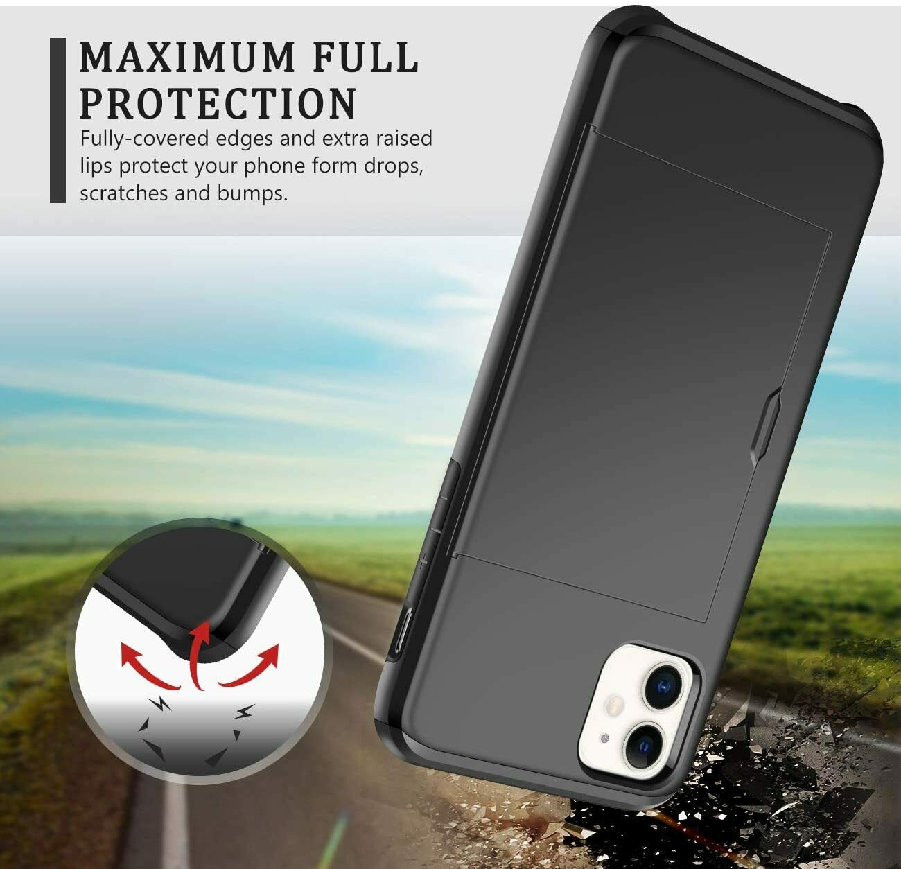 iPhone 13 Pro Max Shockproof Card Holder Wallet Cover