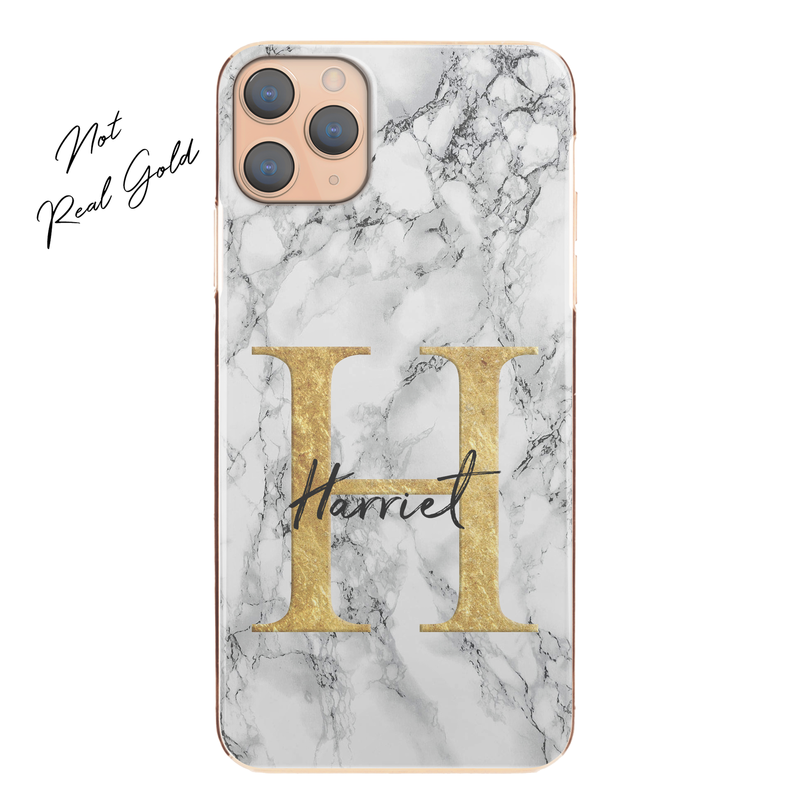 Personalised Phone Case For Apple iPhone 14 Initial Marble Hard Cover