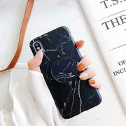 iPhone XR Marble TPU Soft Case With Pop Up Holder Socket