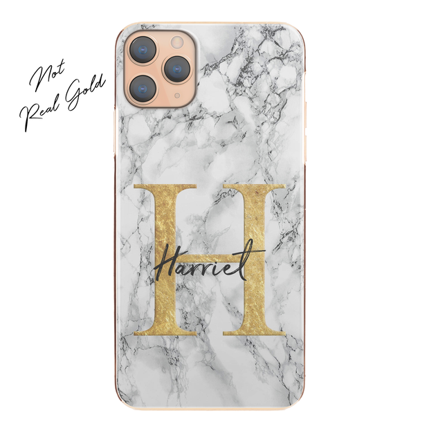 Personalised Phone Case For Apple iPhone XR Initial Marble Hard Cover