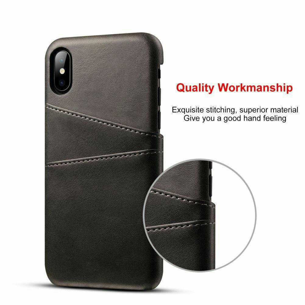 iPhone XR Luxury Leather Back Case Card Holder Phone Cover