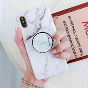New Black White Marble Phone Case With Socket Holder For iPhone 11 Pro