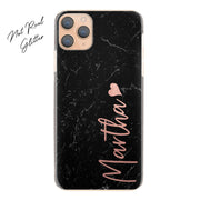 Personalised Phone Case For iPhone 12 Pro, Initial Grey/Black Marble Hard Cover