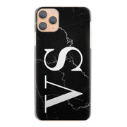 Personalised Phone Case For iPhone XR , Initial Grey/Black Marble Hard Cover