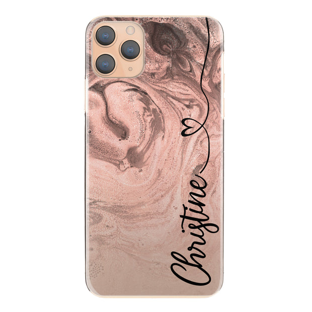 Personalised Phone Case For 7 Plus, Initial Grey/Black Marble Hard Cover