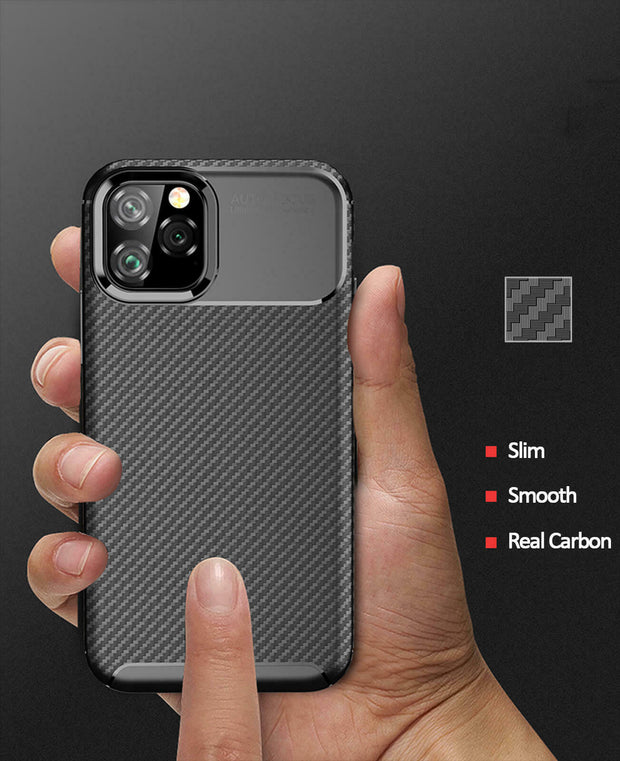 Shockproof Silicone Carbon Fiber Fibre Case Cover For Apple iPhone 11 Pro
