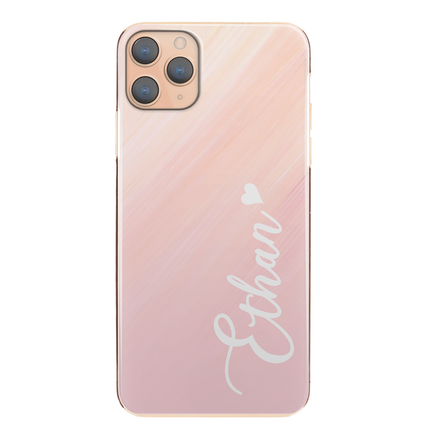 Personalised Phone Case For iPhone 11 Pro, Initial Grey/Pink Marble Hard Cover