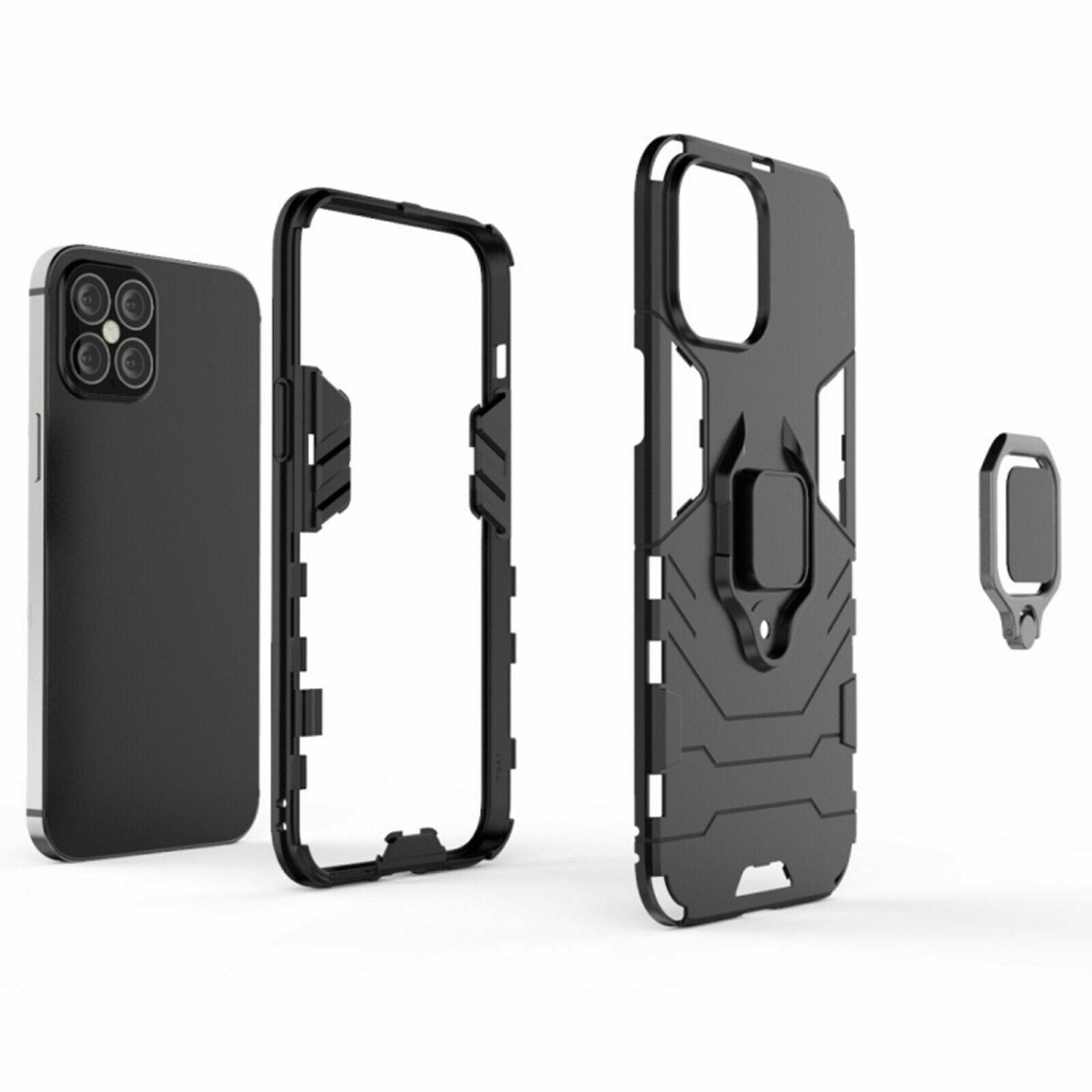 Shockproof Rugged 360 Ring Stand Armor Cover iPhone 12 Pro Max 6.7”
