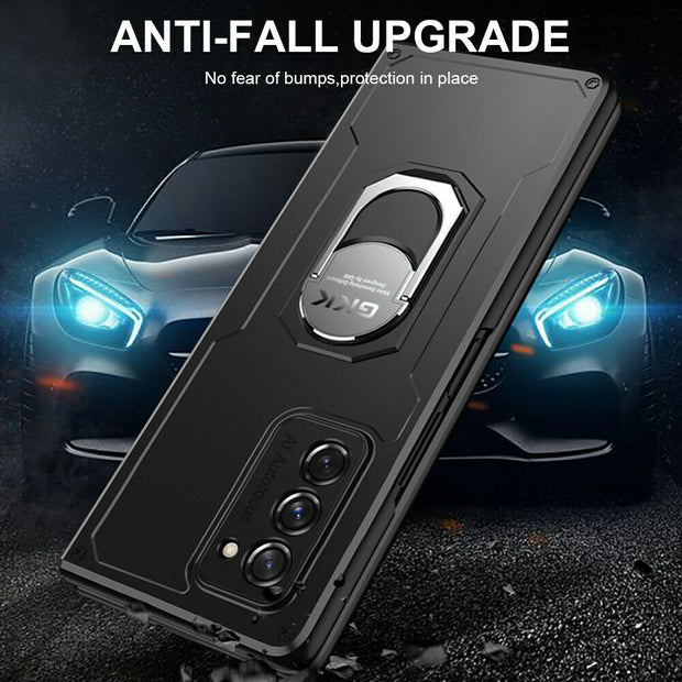For Samsung Galaxy Z Fold 2 5G Hybrid Armor Ring Holder Stand Hard PC Case Cover