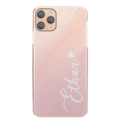 Personalised Phone Case For iPhone 11 Pro Max, Initial Grey/Pink Marble Hard Cover