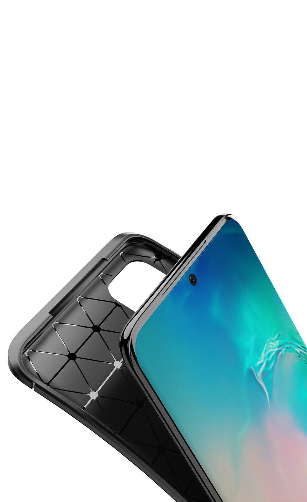 Shockproof Silicone Carbon Fiber Fibre Case Cover For Samsung S10