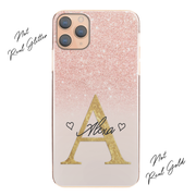 Personalised Phone Case For iPhone 12 Pro Max , Initial Grey/Pink Marble Hard Cover