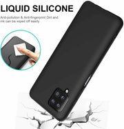 For Samsung A32 5G  Black Silicone Rubber Case Tempered Glass