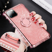 For iPhone 13 Bling Case Slim TPU Ring Holder Stand Cover