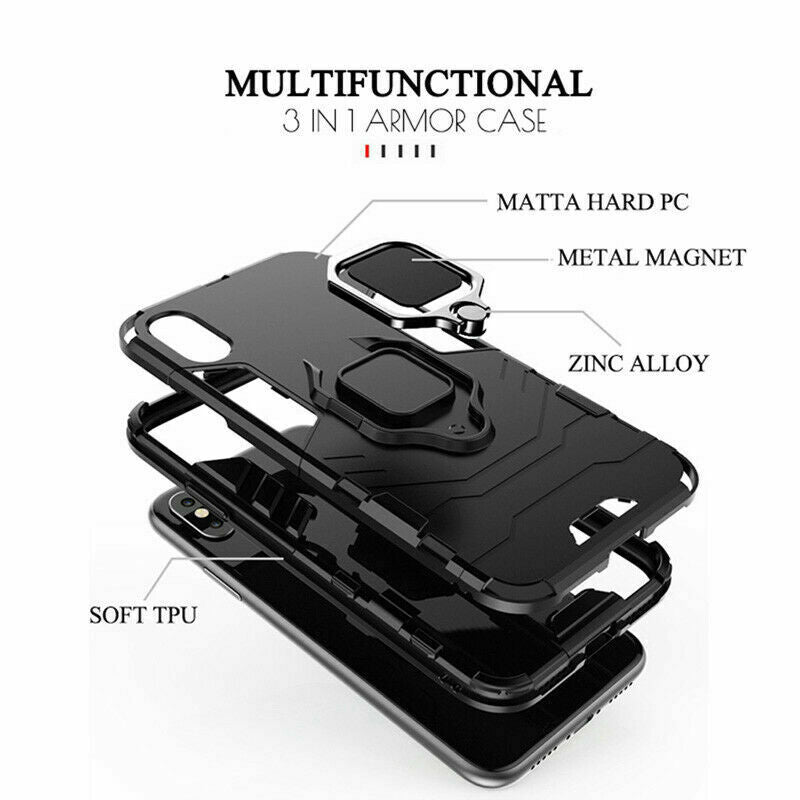 Shockproof Rugged 360 Ring Stand Armor Cover iPhone 12 6.1”
