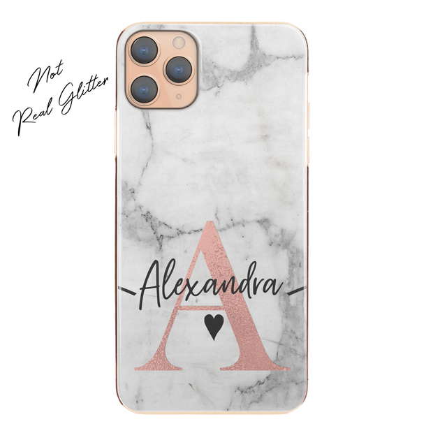 Personalised Phone Case For Apple iPhone 12 Initial Marble Hard Cover