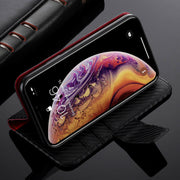 Premium Carbon Leather Case Flip Wallet Cover For iPhone 14 Pro