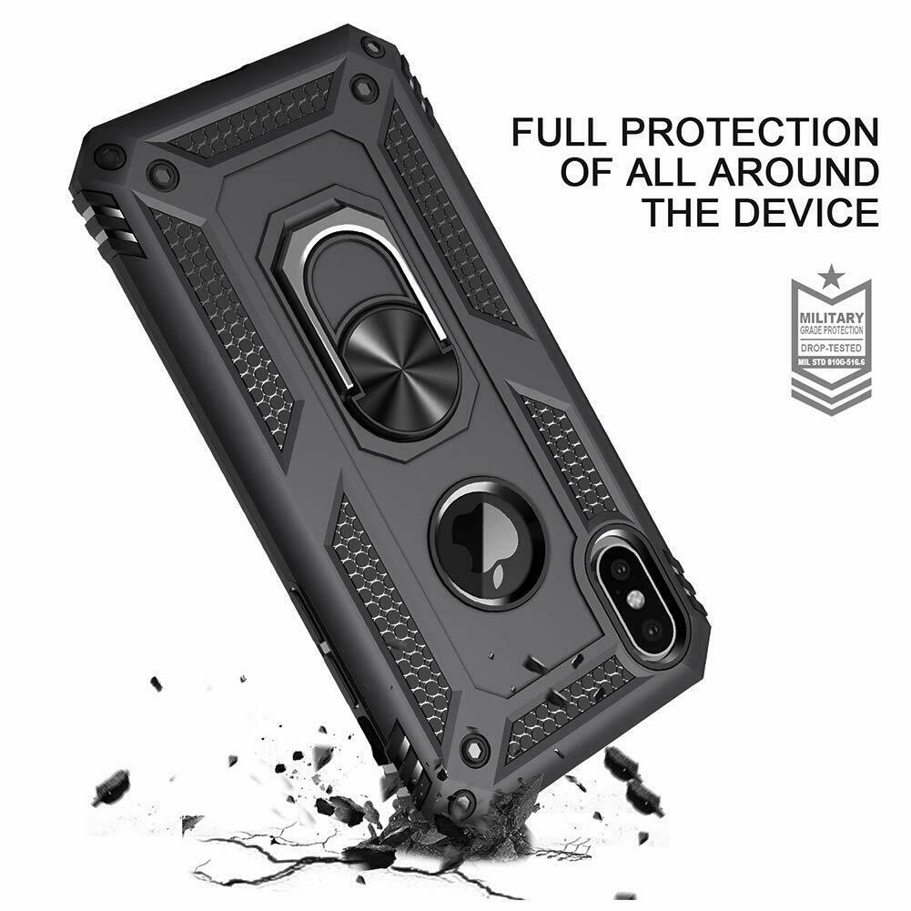 Hybrid Black Shockproof Ring Stand Hard Case Cover For iphone XS Max