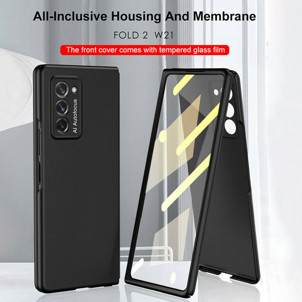 For Samsung Galaxy Z Fold 2 Case Front Glass Screen Protector Matte PC Cover