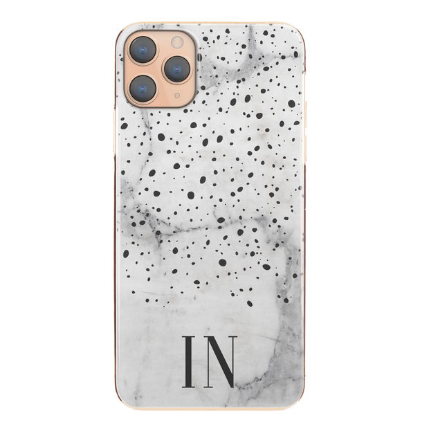 Personalised Phone Case For iPhone 7, Initial Grey/Pink Marble Hard Cover